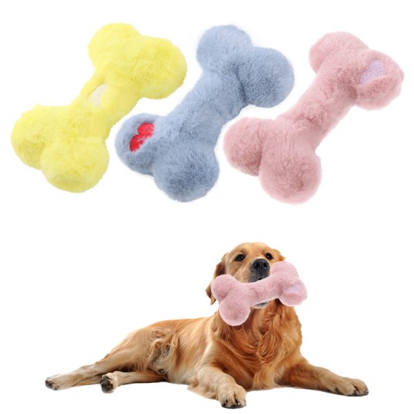 Kuscheltier für den Hund, interaktive Hundeknochen aus weichem Baumwolle mit BB-Geräusch, Kauspielzeug für Hunde, Drei Farben – Bild 7