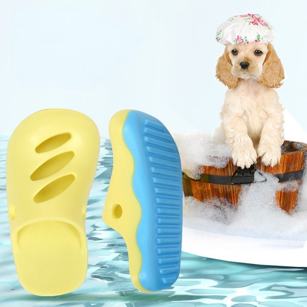 Hund Spielzeug, Lustiges Hausschuhe-Kauspielzeug für Hunde in Gelb & Blau, Zahnreinigung, Wasserspielzeug Hund, 12x6x5 cm – Bild 6