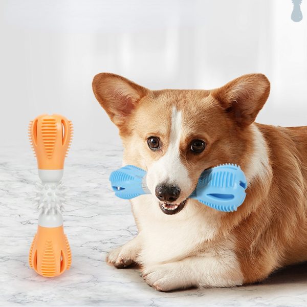 Hundespielzeug Unkaputtbar, Hantel Slow Futterspielzeug, Kauspielzeug & Hundeleckerli Spender für Aktive Hunde, Zwei Farben – Bild 6