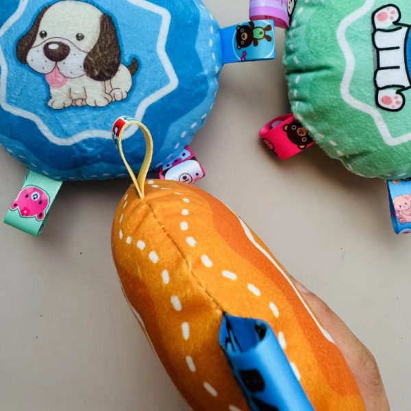 Kuscheltier für Hunde, Plüsch-Hundefrisbee mit Glocke, Interaktives Hundespielzeug für kleine & große Hunde in Drei Farben – Bild 5