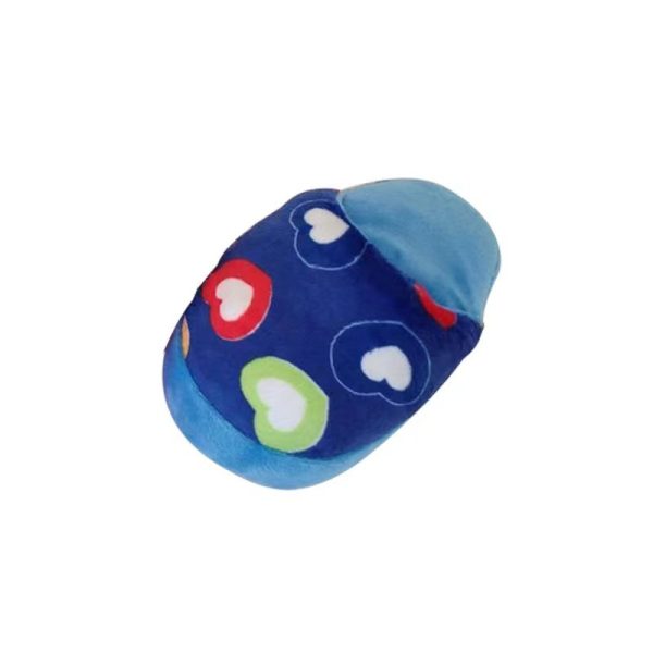 Kuscheltier für Hunde, Blauer Hausschuh Plüsch Kauspielzeug mit Herzmuster, interaktives Hundespielzeug für Hunde, 13x8x6cm – Bild 2