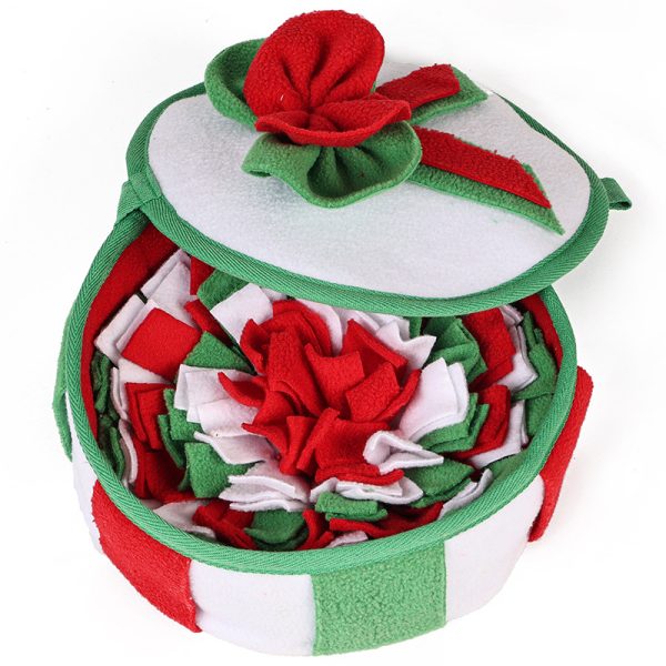 Hunde Intelligenzspielzeug, Weihnachtsfarben-Schnüffelbox, Interaktives Slow Food Spielzeug für Hunde, Anti-Rutsch, 22x22x8 cm – Bild 3