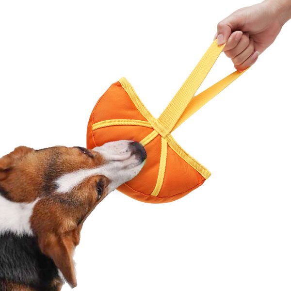 Spielzeug für den Hund, Mandarine Segmentform aus Oxford-Stoff, Kauspielzeug mit Handschlaufe, Zerrspielzeug Hund, Zwei Farben – Bild 5