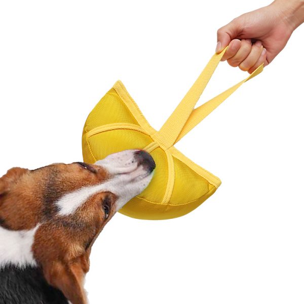 Spielzeug für den Hund, Mandarine Segmentform aus Oxford-Stoff, Kauspielzeug mit Handschlaufe, Zerrspielzeug Hund, Zwei Farben – Bild 6