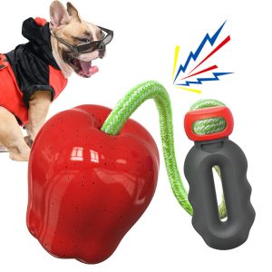 Hundespielzeug, Apfel-Kauspielzeug für Hunde, Hundespielzeug Quietschen, zwei Farben, geeignet für Outdoor-Aktivitäten