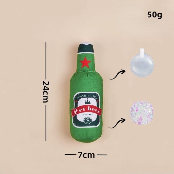 Kuscheltier für den Hund, simulierte Bierflaschenserie mit Lautes Papier & BB-Gebell, Kaufest, zum Spielen geeignet, 6er-Pack – Bild 2