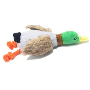 Kuscheltier für den Hund, Plüschspielzeug mit Quietsche, Entenform, 30 cm & 34 cm, Weich und Bunt