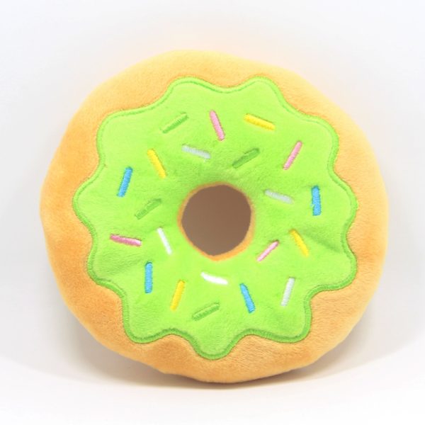 Kuscheltiere für Hunde, Süßes Donut-Design, Zahnreinigung Spielzeug für Hunde, Weiche Plüschspielzeuge für Kleine, Mittlere und Große Hunde, 4 Farben – Pink, Blau, Grün, Schwarz, Durchmesser 15 cm – Bild 4