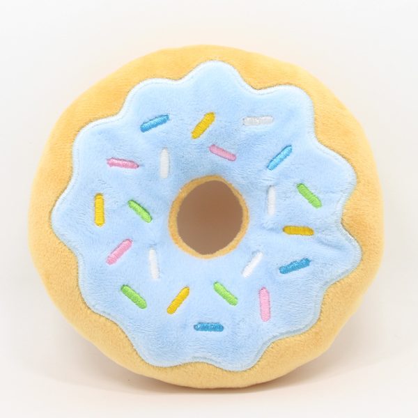 Kuscheltiere für Hunde, Süßes Donut-Design, Zahnreinigung Spielzeug für Hunde, Weiche Plüschspielzeuge für Kleine, Mittlere und Große Hunde, 4 Farben – Pink, Blau, Grün, Schwarz, Durchmesser 15 cm – Bild 3