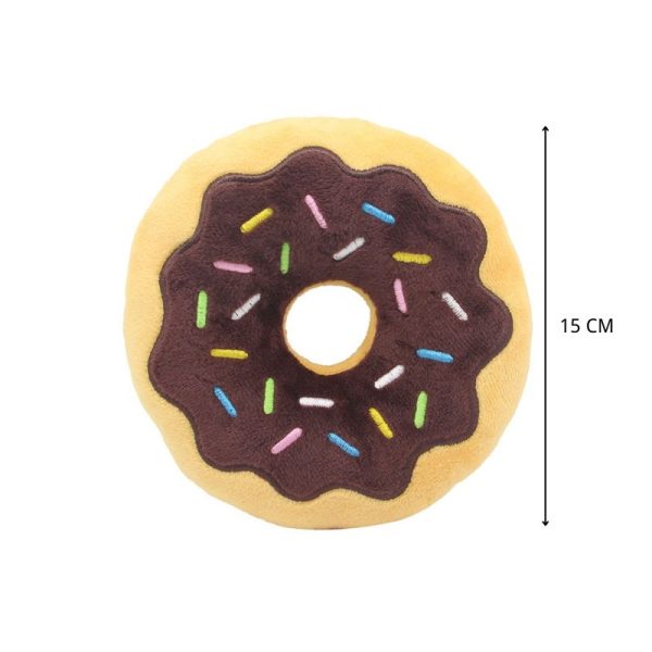 Kuscheltiere für Hunde, Süßes Donut-Design, Zahnreinigung Spielzeug für Hunde, Weiche Plüschspielzeuge für Kleine, Mittlere und Große Hunde, 4 Farben – Pink, Blau, Grün, Schwarz, Durchmesser 15 cm – Bild 2