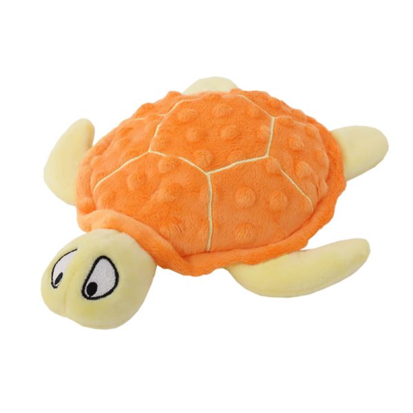 Kuscheltier für den Hund, Kauspielzeug in Schildkrötenform, in Blau, Grün, Orange, Pink, Spielzeug zur Zahnpflege für kleine bis große Hunde (1 Stück) – Bild 3