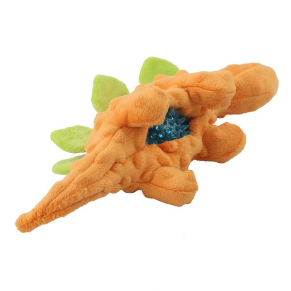 Hund Kuscheltiere, Plüsch Dino Spielzeug mit TPR Ball, 2-in-1 Hundespielzeug, Weich und Sicher, Erhältlich in Blau, Grün und Orange – Bild 5