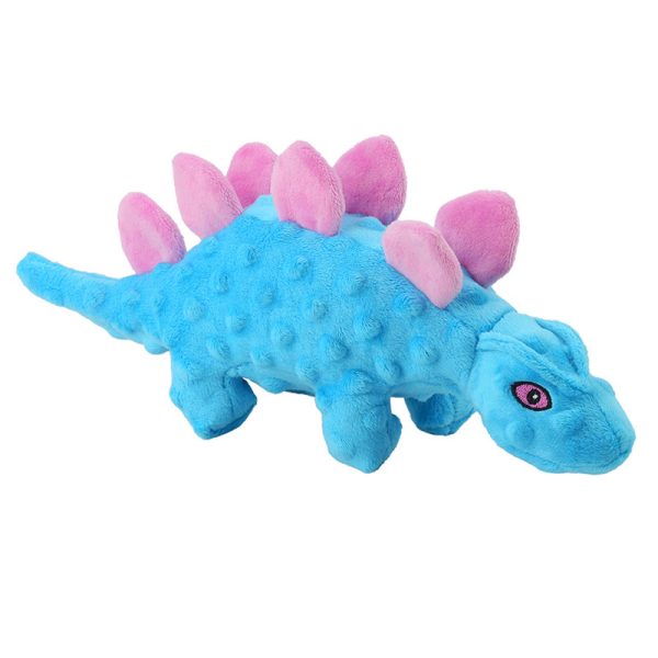 Hund Kuscheltiere, Plüsch Dino Spielzeug mit TPR Ball, 2-in-1 Hundespielzeug, Weich und Sicher, Erhältlich in Blau, Grün und Orange – Bild 3