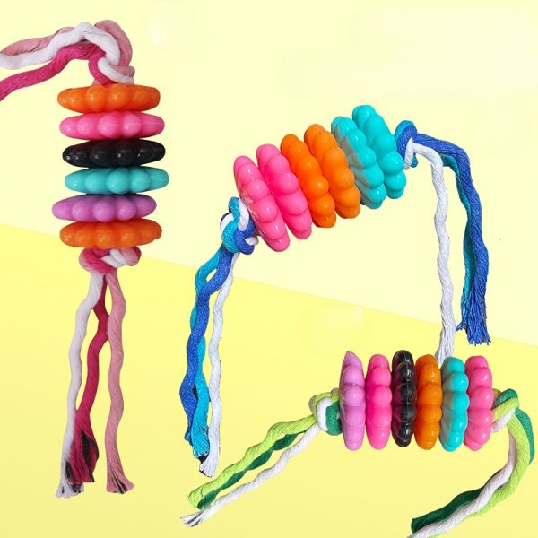Hundespielzeug, TRP Blumentyp Kauspielzeug mit Baumwollseil, Langlebig und Backenzahn in Blau, Pink, Grün, 33 cm lang – Bild 5