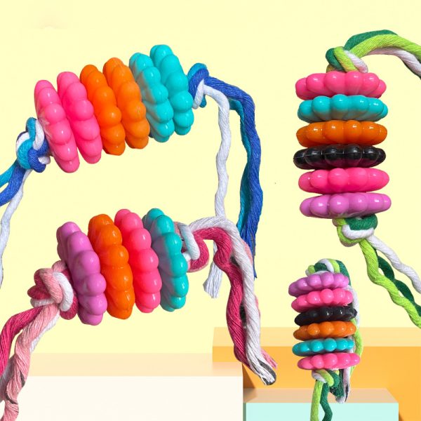 Hundespielzeug, TRP Blumentyp Kauspielzeug mit Baumwollseil, Langlebig und Backenzahn in Blau, Pink, Grün, 33 cm lang – Bild 4