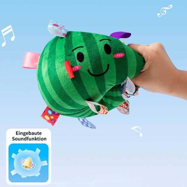 Hund Kuscheltiere, Dunkelgrüner Wassermelonen-Hundeball Mit Glocke, Ideal zum Kauen und Ziehen für Hunde aller Größen – Bild 3