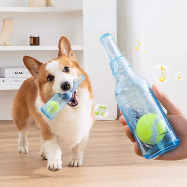 Spielzeug für den Hund, TRP Gummiblaue Flasche Eingebaute Tennis, sicher für Zähne, Wasserspielzeug Hund, groß & klein – Bild 5