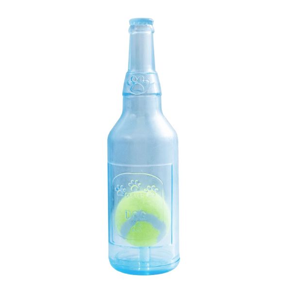 Spielzeug für den Hund, TRP Gummiblaue Flasche Eingebaute Tennis, sicher für Zähne, Wasserspielzeug Hund, groß & klein