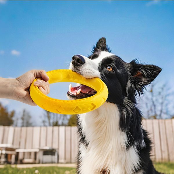 Hundespielzeug Unkaputtbar, 17cm TRP Gelber Zugring, Zerrspielzeug Hund & Wasserspielzeug Hund, Zahnreinigung, Verschleißfest – Bild 5