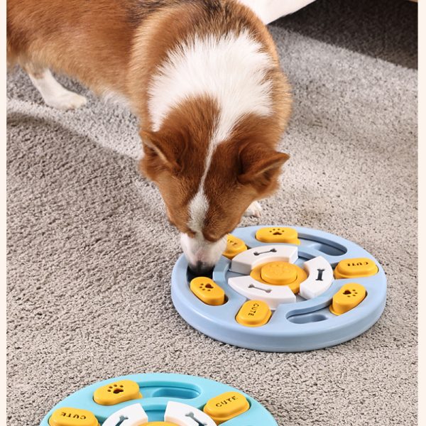 Hunde Intelligenzspielzeug, Runde Slowfood-Schüssel, Trainingsfütterer, Hundespielzeug mit Geräuschen, blau & hellblau – Bild 9