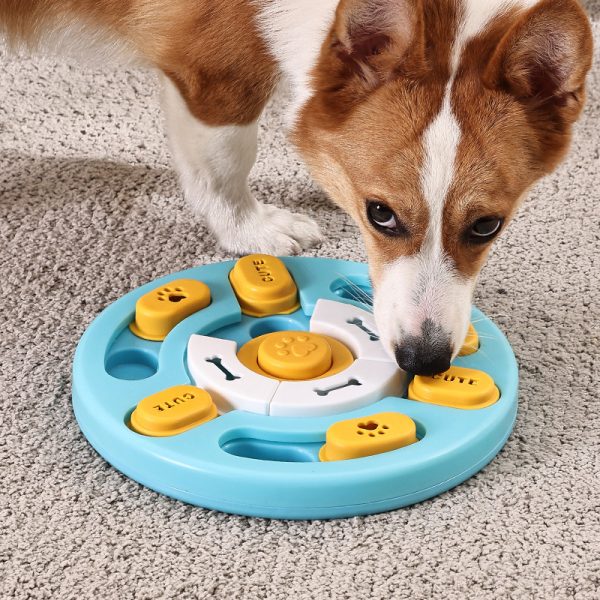 Hunde Intelligenzspielzeug, Runde Slowfood-Schüssel, Trainingsfütterer, Hundespielzeug mit Geräuschen, blau & hellblau – Bild 5