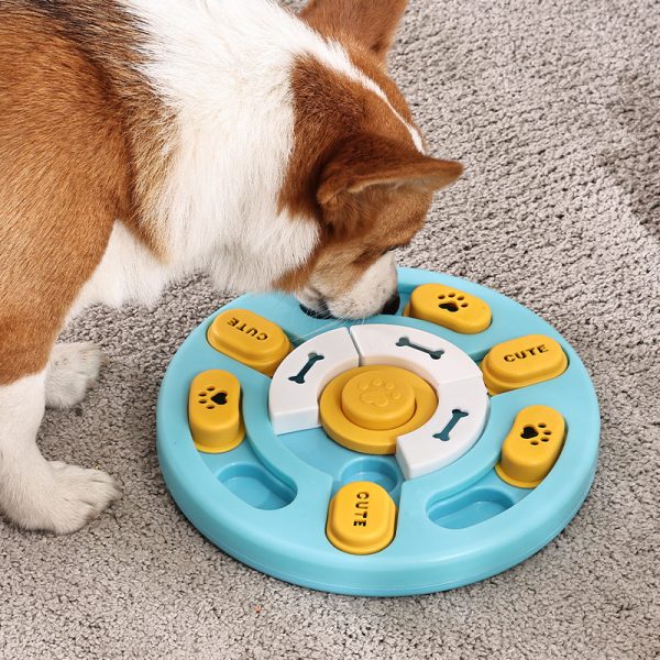 Hunde Intelligenzspielzeug, Runde Slowfood-Schüssel, Trainingsfütterer, Hundespielzeug mit Geräuschen, blau & hellblau – Bild 4