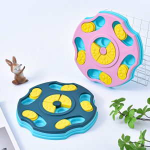 Hundespielzeug Intelligenzspielzeug, 5-Eck-Pentagon Futterspender für langsames Fressen, Aktivitäts-Spielzeug, Blau & Pink