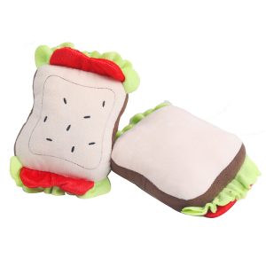 Kuscheltier für den Hund, Sandwich Kauspielzeug Hunde, Hundespielzeug Quietsch, Ideal für Zahnpflege & Spielspaß, 18x13x6 cm