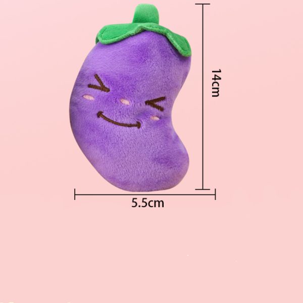 Hund Kuscheltiere, Simulation Cartoon Aubergine mit integrierter Quietschfunktion, bissfester Stoff, Kauspielzeug für Hunde – Bild 4