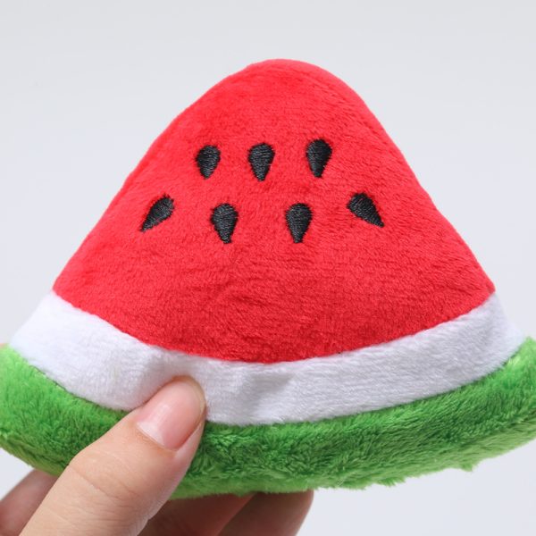 Kuscheltiere für Hunde, Hundespielzeug in dreieckige Wassermelone mit Quietscher, PP-Baumwolle Füllung für Kauspielzeug – Bild 2