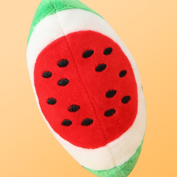 Kuscheltier für Hunde, WassermeloneForm mit Geräuschfunktion, Exquisite Stickerei, Hundespielzeug für Spaß, 3er-Pack – Bild 2