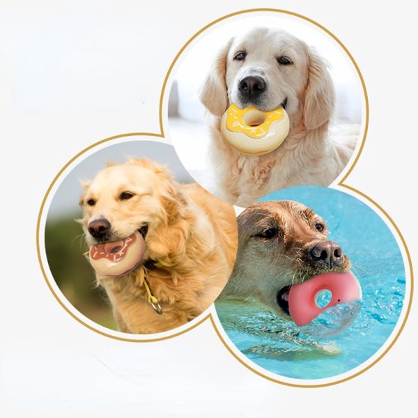 Spielzeug für den Hund, Krapfen, Hundespielzeug Quietschen mit Cremiges Aroma, Wasserspielzeug für aktive Hunde, 11x11x5 cm – Bild 4