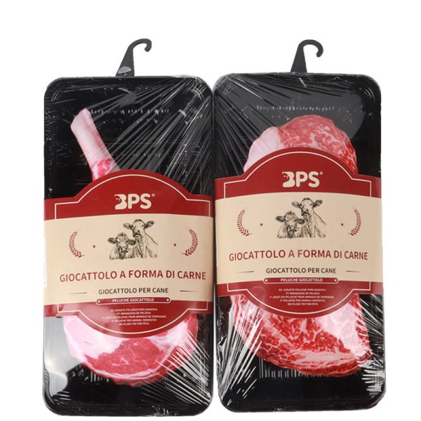 Spielzeug Hund, Simuliertes Tomahawk-Steak & Schneeflocke-Steak aus Oxford-Stoff & PP-Baumwolle, Hundespielzeug Quietsch – Bild 4