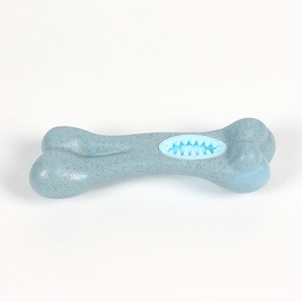 Kauknochen Hund, interaktives Kauspielzeug aus TRP, PP & Holzspäne, Futterversteck für Hunde, 4 Farben wählbar, 14x4,5x3,5 cm – Bild 2