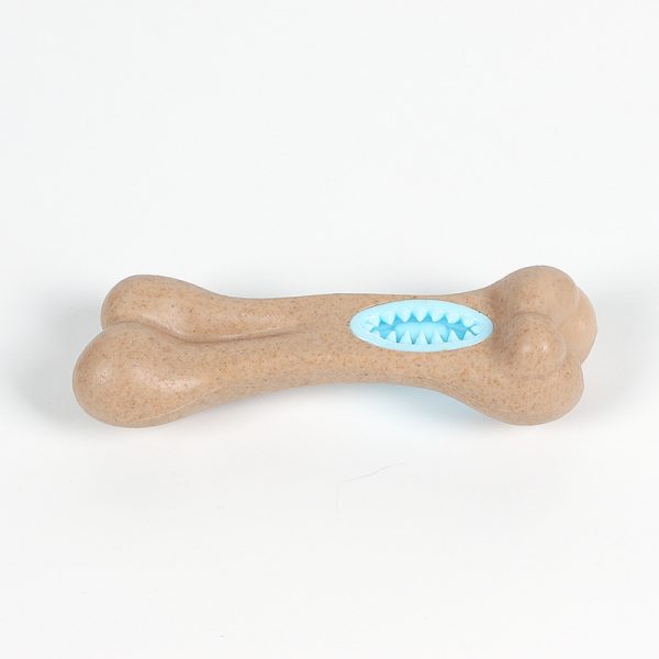 Kauknochen Hund, interaktives Kauspielzeug aus TRP, PP & Holzspäne, Futterversteck für Hunde, 4 Farben wählbar, 14x4,5x3,5 cm – Bild 5