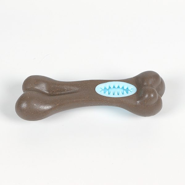 Kauknochen Hund, interaktives Kauspielzeug aus TRP, PP & Holzspäne, Futterversteck für Hunde, 4 Farben wählbar, 14x4,5x3,5 cm – Bild 4