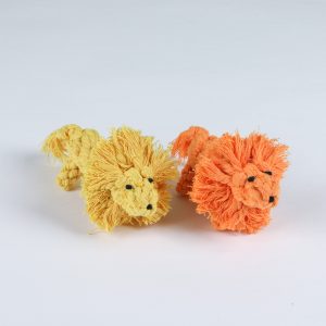Hund Spielzeug, Süßer Handgewebt Baumwollseil Löwe für Hunde zum Spielen, Kauspielzeug für Hunde, Orange & Gelb, 15 cm lang
