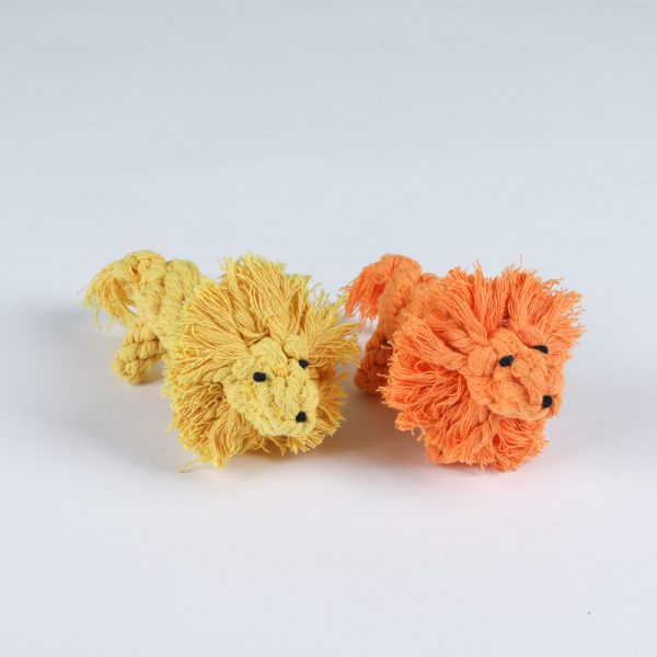 Hund Spielzeug, Süßer Handgewebt Baumwollseil Löwe für Hunde zum Spielen, Kauspielzeug für Hunde, Orange & Gelb, 15 cm lang