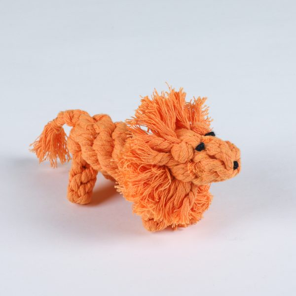 Hund Spielzeug, Süßer Handgewebt Baumwollseil Löwe für Hunde zum Spielen, Kauspielzeug für Hunde, Orange & Gelb, 15 cm lang – Bild 3