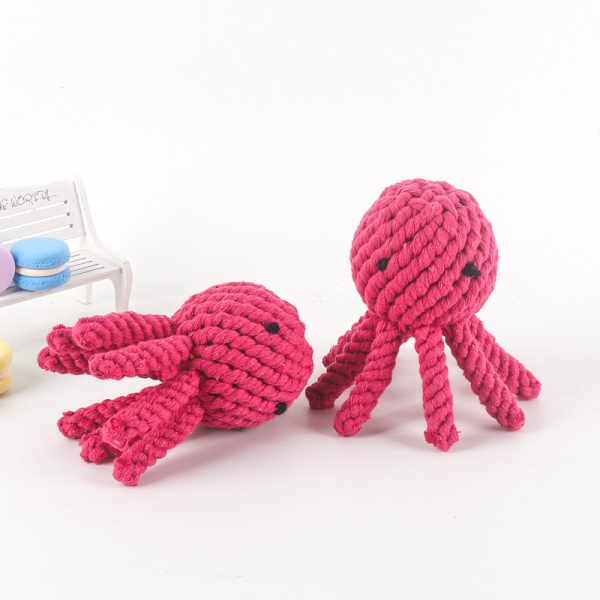 Spielzeug für den Hund, Oktopus aus Baumwollseilknoten, Kauspielzeug für Hunde, ideal für kleine und große Rassen, 15x7x7 cm – Bild 3