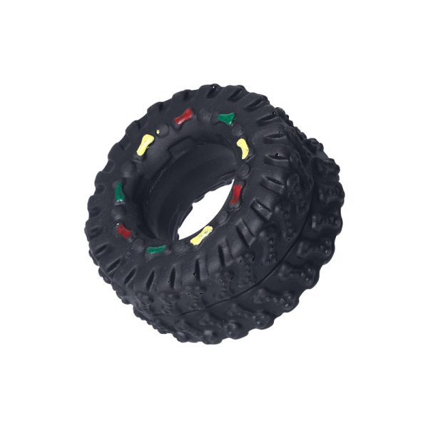 Hundespielzeug Unkaputtbar, Schwarz Reifenform Hundespielzeug Gummi mit quietschen, strapazierfähig & langlebig, 8x8x4 cm – Bild 2