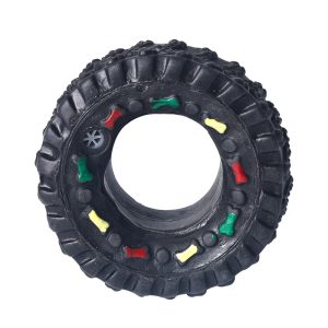 Hundespielzeug Unkaputtbar, Schwarz Reifenform Hundespielzeug Gummi mit quietschen, strapazierfähig & langlebig, 8x8x4 cm