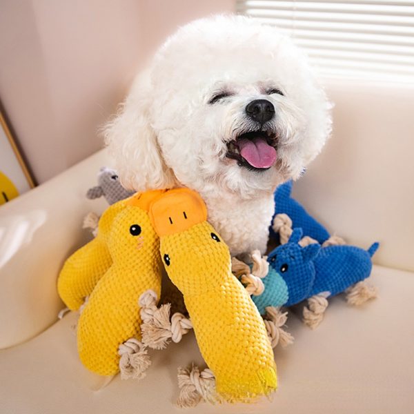 Kuscheltier für den Hund, Ananasgitter Gelbe Ente, Esel & Nilpferd Spielzeug mit Baumwollseilknoten, zum Kauen und Spielen – Bild 7