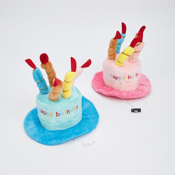 Hund Spielzeug, Verspielte Plüsch Geburtstagsmütze, Pink & Blau, Verstellbare Hutkordel, Perfekt für jeden Hund mit Geburtstag – Bild 2