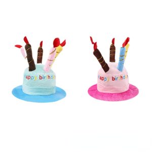 Hund Spielzeug, Verspielte Plüsch Geburtstagsmütze, Pink & Blau, Verstellbare Hutkordel, Perfekt für jeden Hund mit Geburtstag