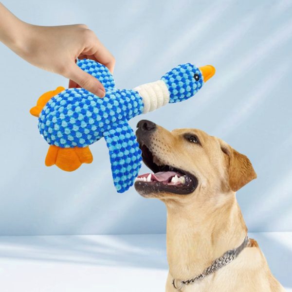 Kuscheltiere für Hunde, Zweifarbige PlüschGänse mit BB-Quietschen, Weich & zum Kauen geeignet mit interaktiven Funktionen – Bild 3