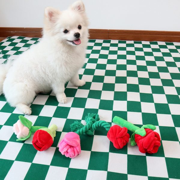 Kuscheltier für den Hund, Rose Spielzeug mit Baumwollseil, Hunde Intelligenzspielzeug, Kauspielzeug zur Zahnreinigung – Bild 4