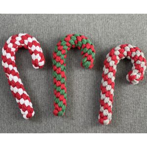 Spielzeug für den Hund, Weihnachtsserie Baumwollseil Kaustangen Spielzeug, Zahnreinigung & Energie freisetzen, drei Farben