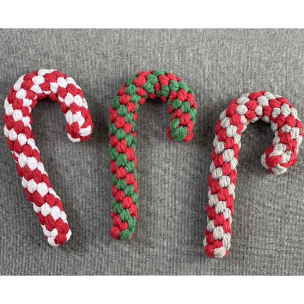 Spielzeug für den Hund, Weihnachtsserie Baumwollseil Kaustangen Spielzeug, Zahnreinigung & Energie freisetzen, drei Farben