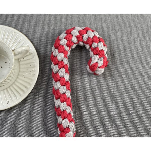 Spielzeug für den Hund, Weihnachtsserie Baumwollseil Kaustangen Spielzeug, Zahnreinigung & Energie freisetzen, drei Farben – Bild 4